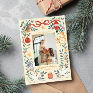 Watercolor Festive Holiday Photo Card