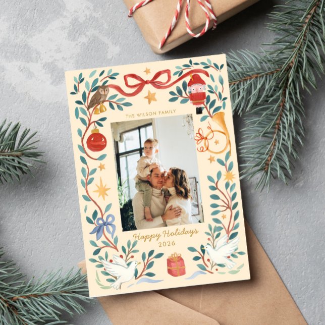 Watercolor Festive Holiday Photo Card (Creator Uploaded)