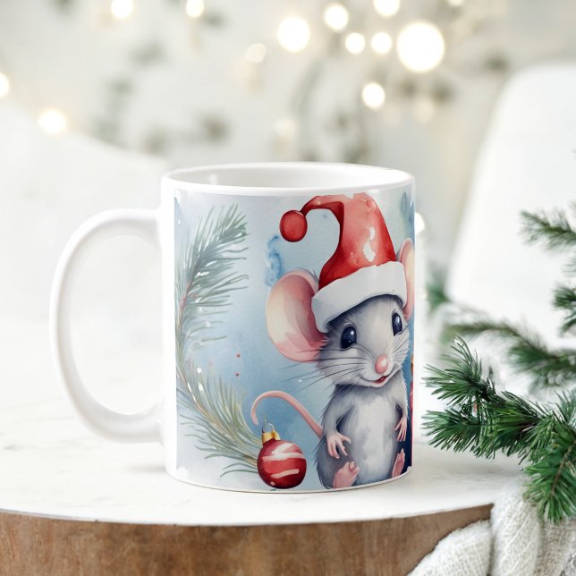 Watercolor Festive Mice Christmas Mug (Creator Uploaded)
