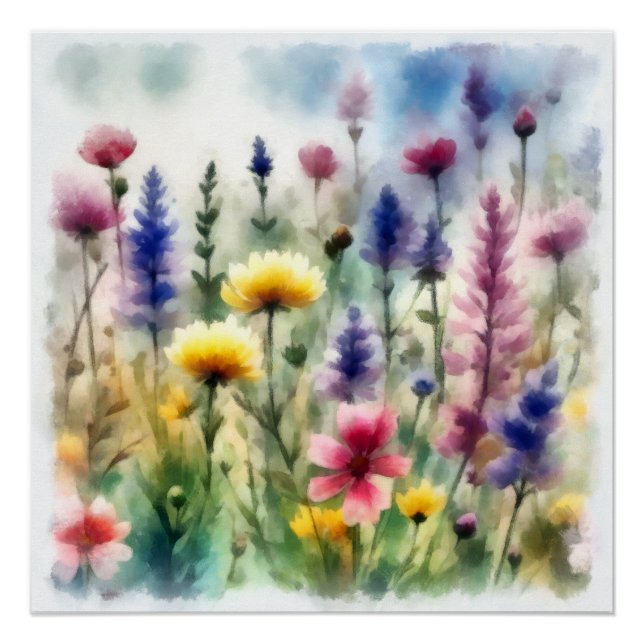 Watercolor, field flowers poster (Front)