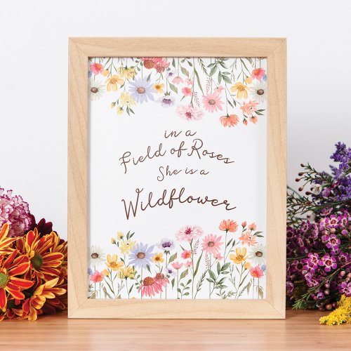Watercolor Field of Roses She is a Wildflower  Poster