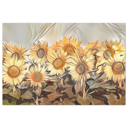 Watercolor Field Of Sunflowers Elegant Collection Tissue Paper
