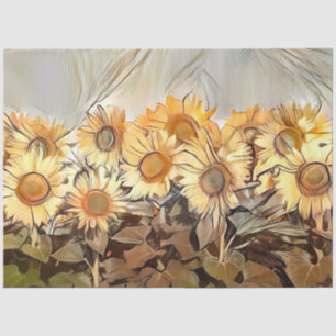 Watercolor Field Of Sunflowers Elegant Collection Tissue Paper