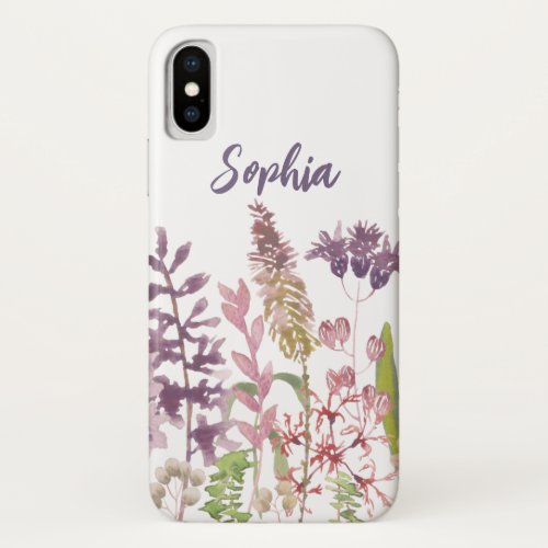 Watercolor Field of Wildflowers Signature iPhone X Case