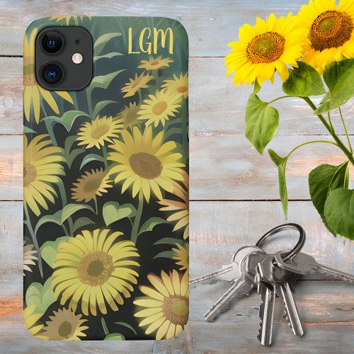 Watercolor Field of Yellow Wildflowers  iPhone 11 Case