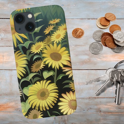 Watercolor Field of Yellow Wildflowers  iPhone 13 Case