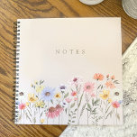 Watercolor Field Wildflowers, Foliage Notes Notebook at Zazzle
