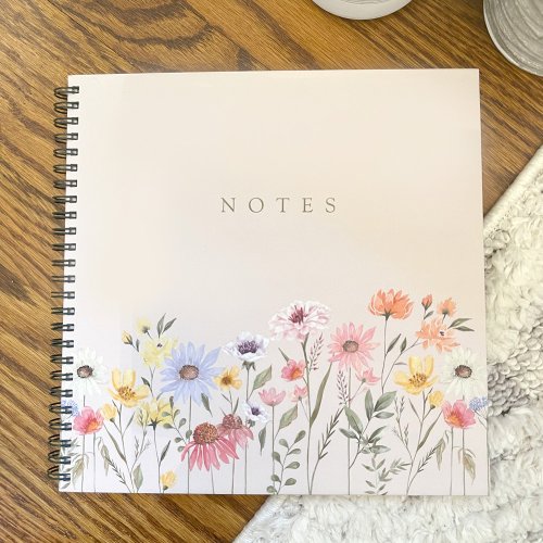 Watercolor Field Wildflowers Foliage Notes Notebook