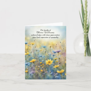 Watercolor Field Wildflowers Sympathy Thank You