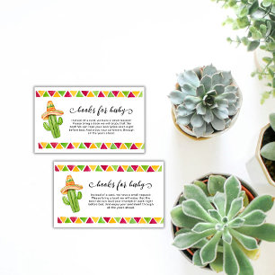 Watercolor Fiesta Cactus Books For Baby Shower Enclosure Card