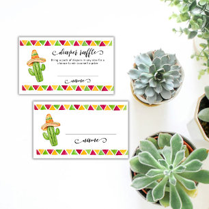 Watercolor Fiesta Cactus Diaper Raffle Baby Shower Enclosure Card