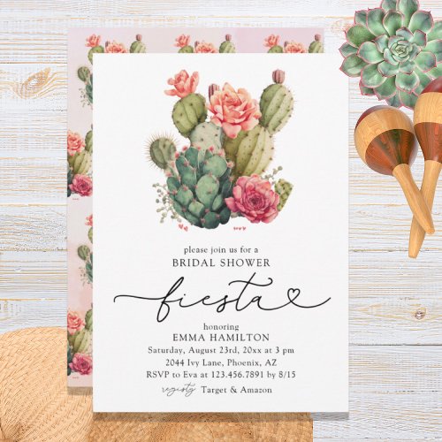 Watercolor Fiesta Cactus Floral Bridal Shower Invitation