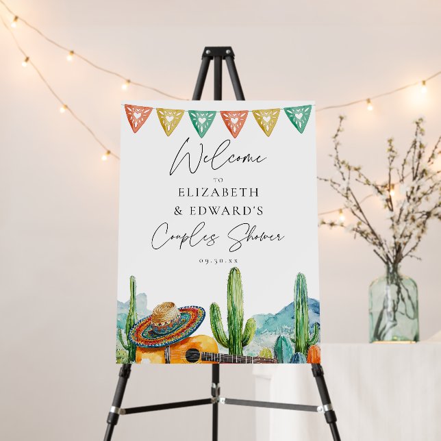 Watercolor Fiesta Couples Shower Welcome Sign (In Situ (Stand))