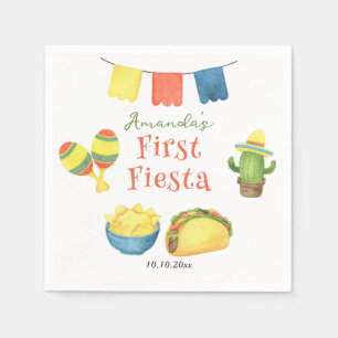 Watercolor Fiesta First Birthday Napkins