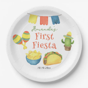 Watercolor Fiesta First Birthday Paper Plates
