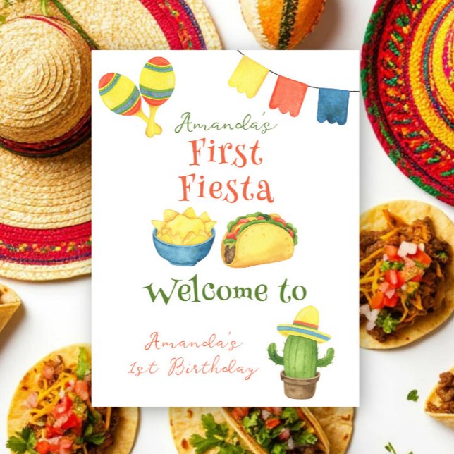 Watercolor Fiesta First Birthday Poster (Creator Uploaded)