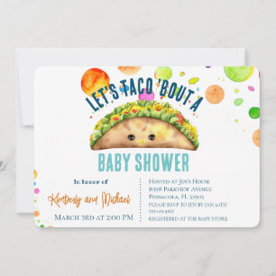 Watercolor Fiesta Let's TACO 'Bout a Baby Shower Invitation
