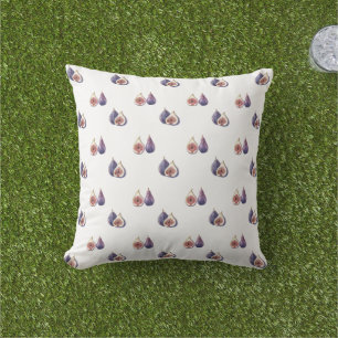 Watercolor Fig Pattern  Outdoor Pillow