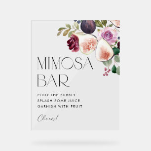 Watercolor Figs and Berry Bridal Shower Mimosa Bar Acrylic Sign