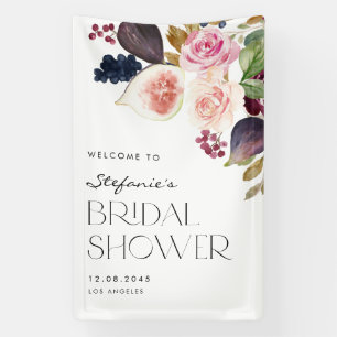 Watercolor Figs and Berry Floral Bridal Shower Banner