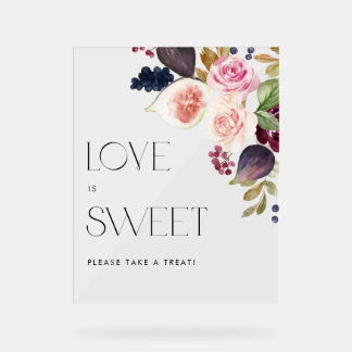 Watercolor Figs and Berry Wedding Love is Sweet Acrylic Sign