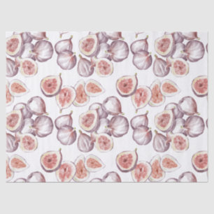 Watercolor Figs on White Decoupage Tissue Paper