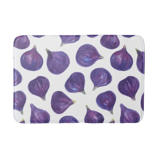 Watercolor figs pattern bathroom mat (Front)