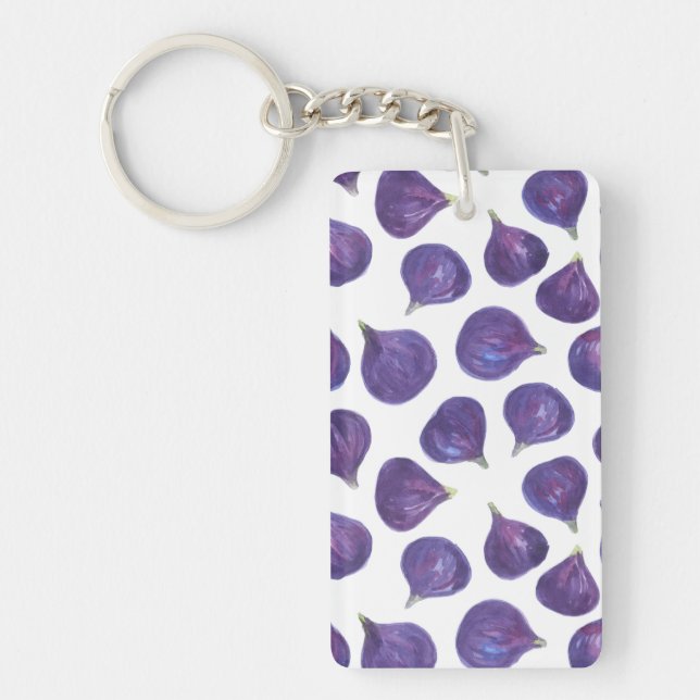 Watercolor figs pattern keychain (Front)