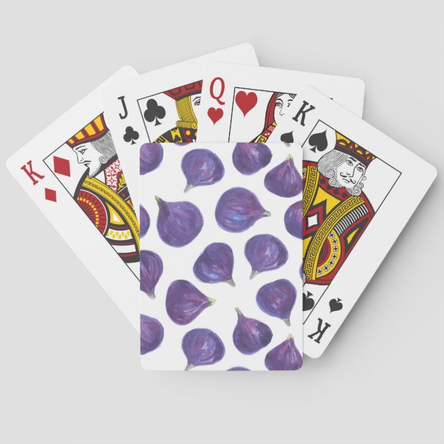 Watercolor figs pattern poker cards (Back)