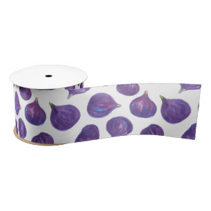 Watercolor figs pattern satin ribbon