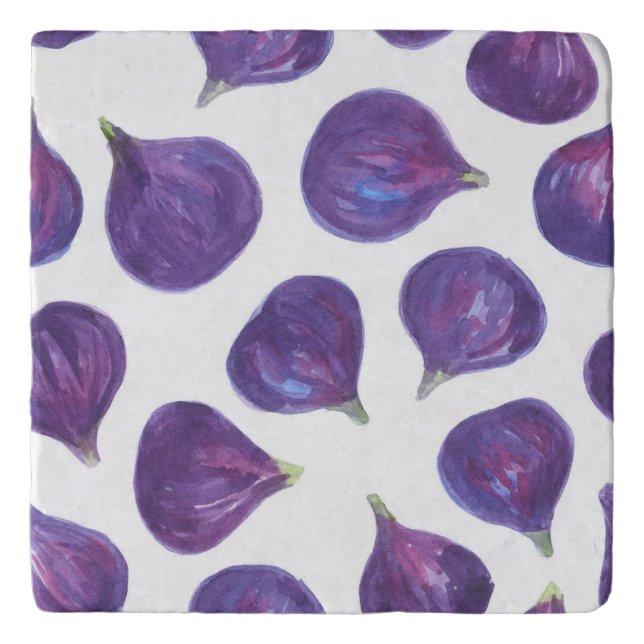 Watercolor figs pattern trivet (Front)