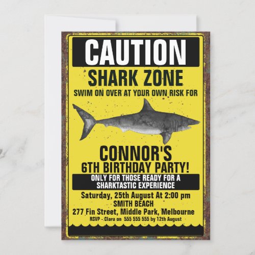 Watercolor Fin_tastic Shark Birthday Invitation