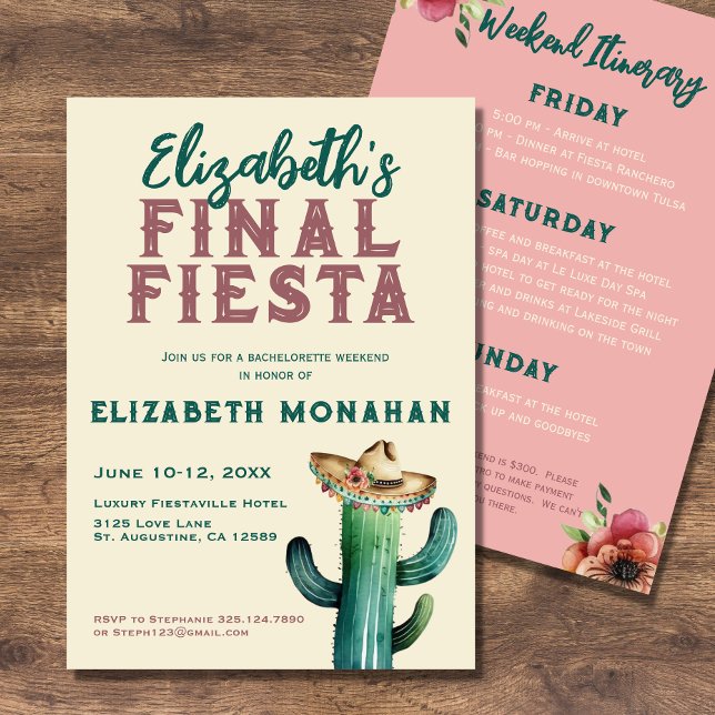 Watercolor Final Fiesta Bachelorette Invitation (Creator Uploaded)