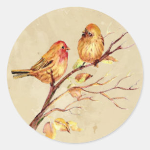 Watercolor Finch Bird Wildlife Nature Art Phone Classic Round Sticker