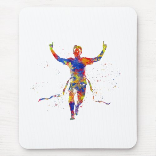 Watercolor finish line runner mouse pad
