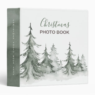 Watercolor Fir Trees Winter, Christmas Party 3 Ring Binder
