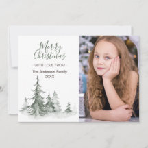 Watercolor Fir Trees Winter, Christmas Party