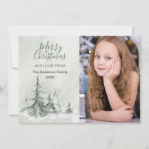 Watercolor Fir Trees Winter, Christmas Party