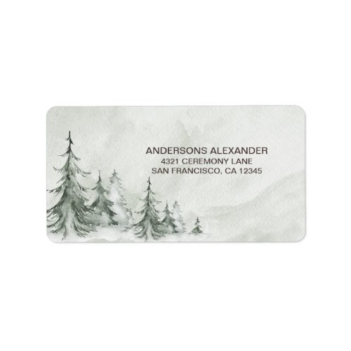 Watercolor Fir Trees Winter Christmas Party Label