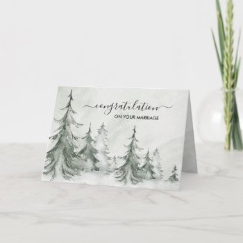 Watercolor Fir Trees Winter Wedding Card by SpecialOccasionCards at Zazzle