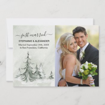 Watercolor Fir Trees Winter Wedding Invitation by SpecialOccasionCards at Zazzle