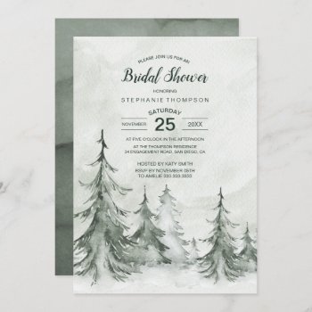 Watercolor Fir Trees Winter Wedding Invitation by SpecialOccasionCards at Zazzle