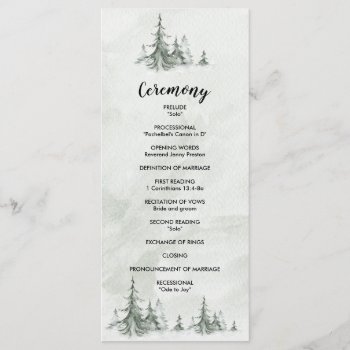 Watercolor Fir Trees Winter Wedding Program by SpecialOccasionCards at Zazzle