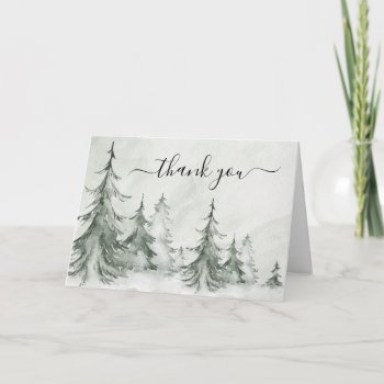 Watercolor Fir Trees Winter Wedding Thank You Card by SpecialOccasionCards at Zazzle