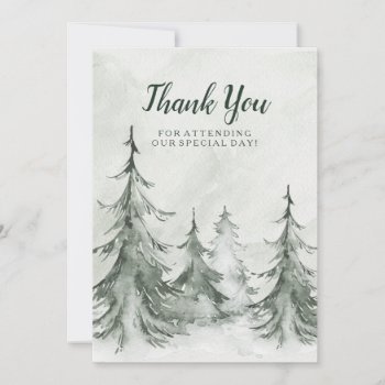 Watercolor Fir Trees Winter Wedding Thank You Card by SpecialOccasionCards at Zazzle