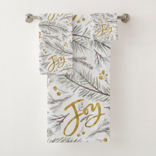 Watercolor Fir Twigs Bath Towel Set