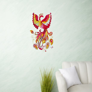 Watercolor Firebird or Phoenix Fantasy Creature Wall Decal