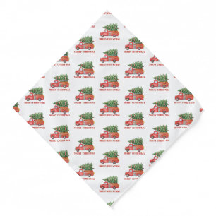 Watercolor Firefighter Christmas Fire Truck Bandana