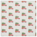Watercolor Firefighter Christmas Fire Truck  Fabric