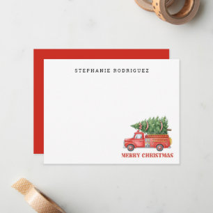 Watercolor Firefighter Christmas FireTruck Note Card